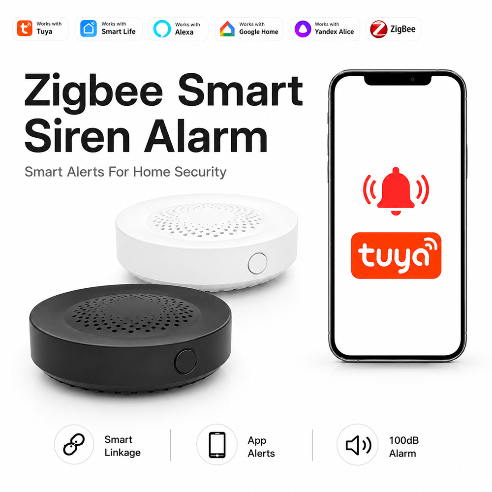 Tuya Zigbee Siren Alarm 100dB  - огляд і ціна Smart Home Yandex